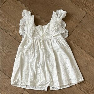 White Eyelet Dress with Ruffled Sleeves